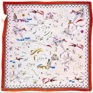 Tory Burch Prince Pupple Daydream Silk Square Scarf/Wrap - w/bird & star charms